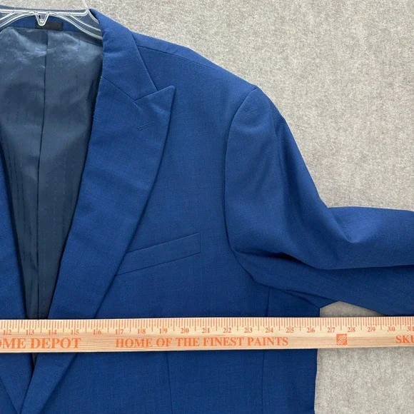 Falcone Mens Blue 2 Piece Suit Set Peak Lapel Blazer Jacket 52L Pants 40X28